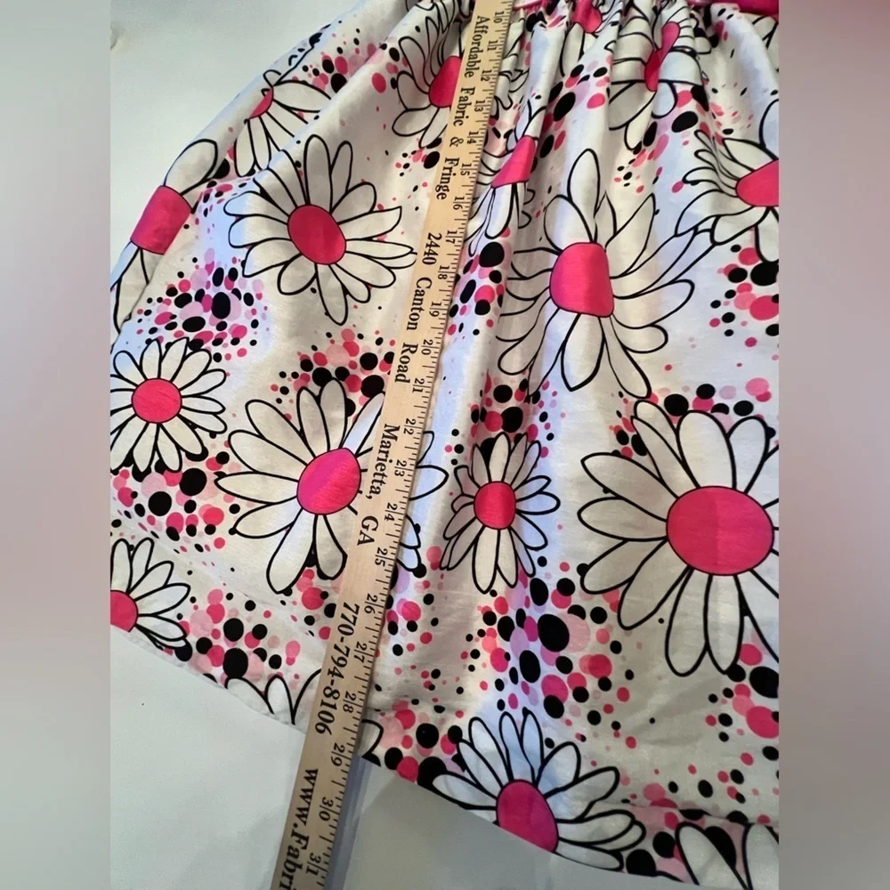 MARMELLATA CLASSICS GIRLS FLORAL DRESS   SIZE 8. WHITE/PINK/BLACK